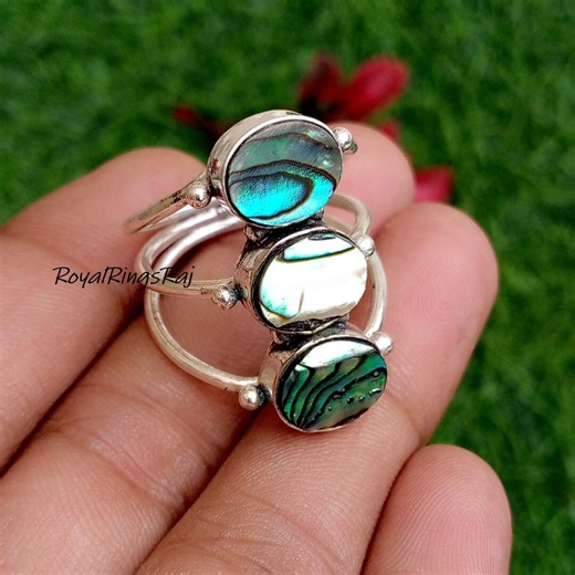 Beautiful Abalone Shell Ring, 925 Sterling Silver Ring, Statement Ring, Handmade Ring, Pretty Gift, Perfect for Gift, Gift for Christmas - Etsy UK