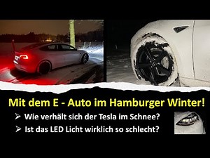 Das Elektroauto im Winter 😱 Wie fährt das Tesla Model 3 auf Eis und Schnee? Test LED Scheinwerfer!