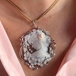 Handmade Shell Cameo Pendant: Elegant Woman's Jewelry - Etsy