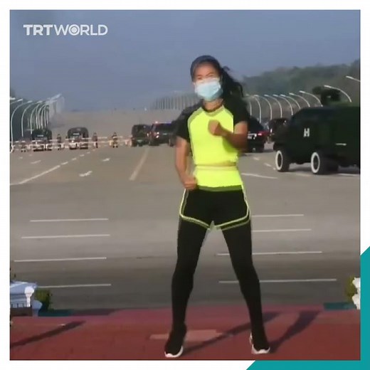 Woman streams aerobics class during Myanmar coup