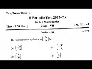 Class-7 MATHS / PT-2 Sample Question Paper of PERIODIC TEST-2 For KENDRIYA VIDYALAYA STUDENTS