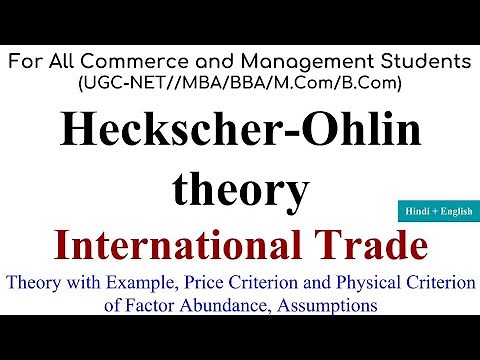 Heckscher Ohlin Theory of International Trade, International Trade theory, modern theory of trade