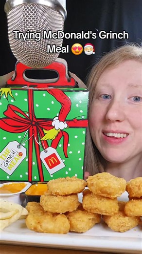 SongByrd ASMR on Instagram: "@mcdonalds Grinch Meal Mukbang ASMR 🎅😍 These McShaker Fries were SO flavorful and the nuggets were perfect 😋 Would you try the Grinch meal? #ASMR #mukbang #asmreating #mcdonalds #thegrinch #eatingsounds #satisfying"