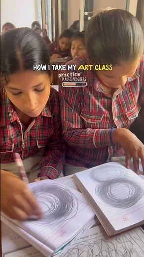 How I Teach Art in School 🎨 | Circles & Lines Practice in Class 6 #artclass