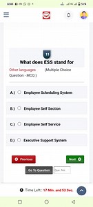 What does ESS stand for?A.) Employee Scheduling System  B.) ... | Filo