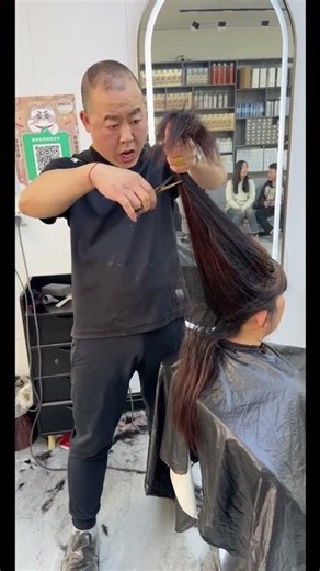 The moment those wisps of hair drift down—pure elegance! #barbershop