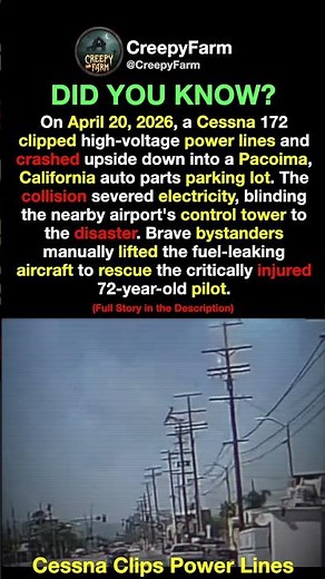Dashcam Captures Cessna Clipping Power Lines