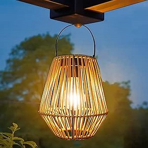 Solar Rattan Lanterns Outdoor Lanterns for Patio Waterproof,Outside Hanging Solar Lights Decoration for Garden,Yard,Patio,Porch,and Lawn