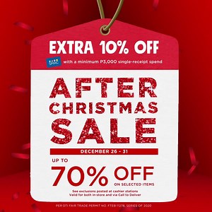 12 shares | Get up to 70% off on select items, and an extra 10% discount* with your SMAC at #TheSMStore from December 26 to 31! Shop now via:  SM Call To Deliver #143SM (#14376)  Viber: bit.ly/JoinSMViber Standard discount exclusions apply. *With a minimum single-receipt purchase of P3,000 DTI Fair Trade Permit No. FTEB 110278 Series of 2020 | SM Store | Facebook