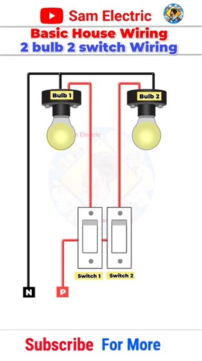 2 switch 2 bulb wiring l #housewiring #youtubeshorts #shorts #shortsfeed #shortvideo #reel