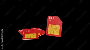 5G Sim Card Animation in 3D ALPHA Channel