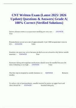 CNT Written Exam Latest 2025 2026 Update Questions Answers Grade A 100 Correct Verified Solutions11