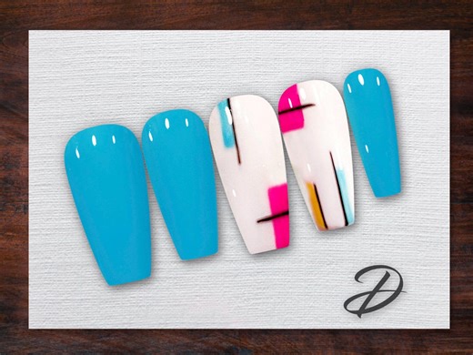 Color Block Press on Nails – Playful, Unique Nail Art for a Fun Look! - Etsy
