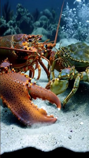 ⚡Underwater Fight: Lobster vs Crab 🦞🦀 | Ocean Battle #wildlife #lobster #shorts #short #viralvideo