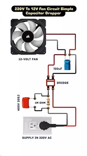 How to 12V DC Fan Directly From 220V AC #shorts #circuitdiagram #fan #12vto220v #diy