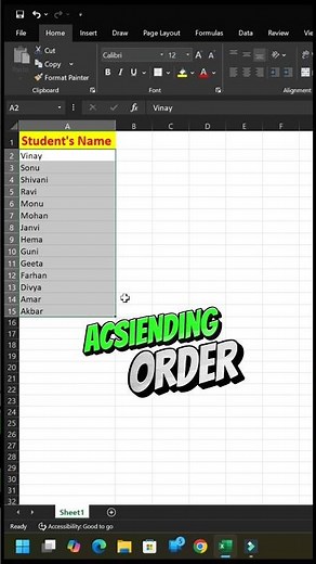 Ms excel me ascending order ko descending order ma kaise badle | #excel #shorts