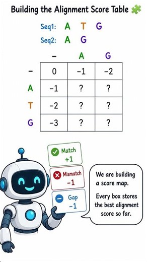 🧬 Dynamic Programming for Sequence Alignment Explained Visually | Bioinformatics Basics