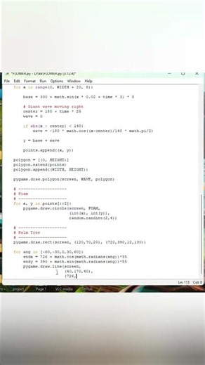 🌊 Tsunami Simulation in Python 🐍 | Simple Pygame Animation #Shorts