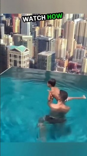 Ronaldo Throws His Child from a Rooftop Swimming Pool!#shorts