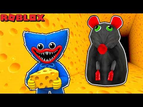 Huggy Wuggy RUNS FROM THE EVIL MOUSE! CHEESE ESCAPE (Roblox Obby)