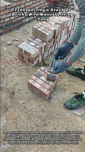 Transporting a Stack Of Bricks With Manual Lifting Tong
