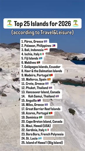 The top 25 islands to visit for 2026 🌴 What do you think? Which islands got left off this list? #travel #vacation #islandvibes #islandlife🌴 #travelandleisure | All-Inclusive HQ