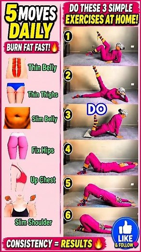 6 Easy Fat-Burning Exercises at Home 🔥 Lose Weight Without Equipment | Quick Daily Workout #Shorts