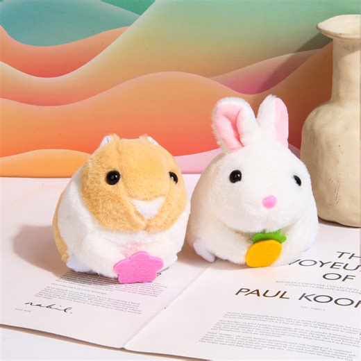 2025 Cute Wiggling Bunny Hamster Plush Toy | Adorable Pull-String Gift for Kids | Wholesale