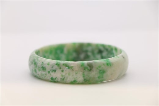 Jade Bangle - Natural Snow Green - Etsy