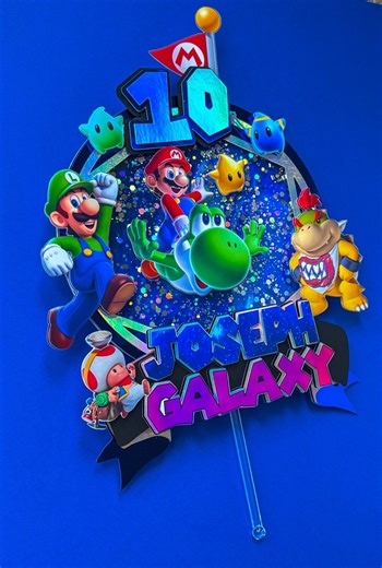Mario Galaxy Cake Topper - Super Mario Cake Topper Shaker and Lights Up - Etsy