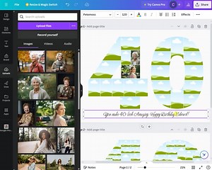 40th Birthday Photo Collage Template, Personalized 40th Birthday Gift for Her, for Him, Number 40 Collage, Family Gift, Birthday Gift, Canva - Etsy