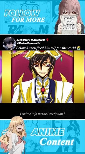 Lelouch Sacrificed himself for the world's sake 😭 #anime #shorts