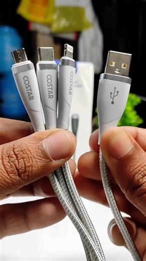 Warris on Instagram: "Ek Cable Teen Kaam! Type-C, Lightning aur Micro USB — sab devices charge aur data transfer ek saath 🔋 Strong nylon braid, super fast charging speed, aur no tangle tension 😎 #3in1Cable #FastCharging #DataTransfer #TechHack #SmartCharging #CableLife #GadgetGoals #HomeGadgets #CoolGadgets #AmazonFinds #WarrisTech"