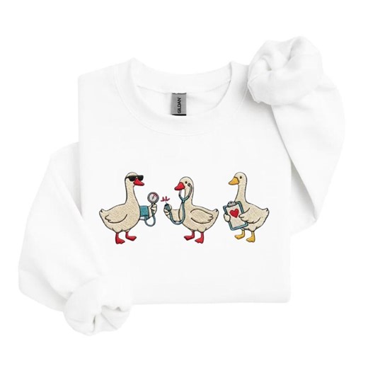 Funny Nurse Goose Embroidery Design, Medical Duck Embroidery, Nurse Stethoscope Goose, Cute Nurse Bird Embroidery Pattern - Etsy