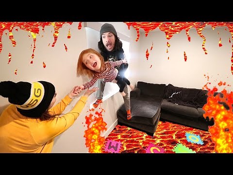 🌋 LAVA inside our HOUSE!! Backyard Volcano covers floor for a new Lava Ball challenge with Adley!