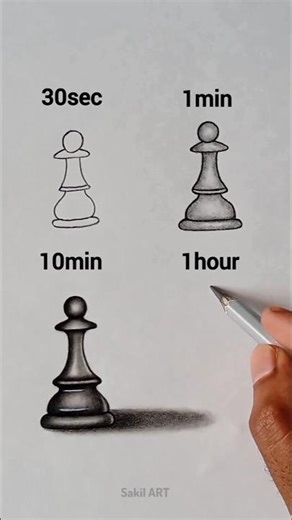 How to Draw Chess Pawn 😱🤩 #art #drawing #shorts #sakilart