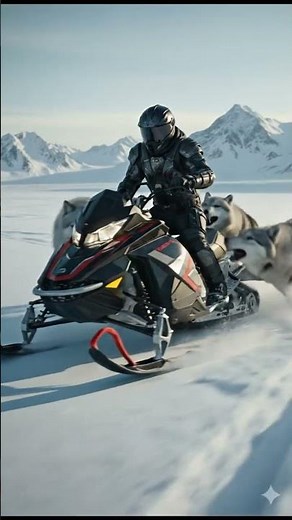 Wolves Chase Snow Bike Through Blizzard ❄️🐺 | Intense Arctic Escape! #WolfChase #SnowBike #EpicShort