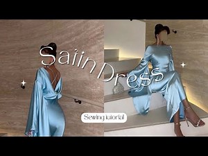 How to cut and sew a satin dress with a cowl neck at the back (easy sewing tutorial)