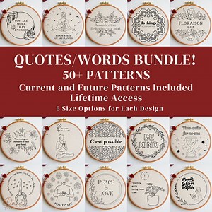 Digital Hand Embroidery Pattern Bundle: Quotes and Words, Modern Embroidery Design Files, Beginner Stitching Templates, DIY Craft Patterns - Etsy