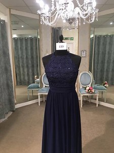 They've arrived! Just look at these stunning Navy bridesmaids dresses! They are Chiffon, halter neck with gorgeous little flowers on the top half. Sizes 8 -18 only £89 each!!!!! I don't think we'll have these for very long, they have been flying out of the door - ever girl who has tried them on today loves