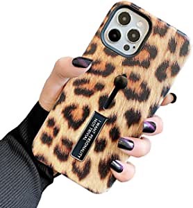 Compatible with iPhone 12 Pro Max Case 6.7" 2020 Embossed Leopard Rugged Shockproof Grip Holder Dual Layer Finger Ring Loop Strap Phone Case Protective Cover with Finger Strap Kickstand Case-Cheetah