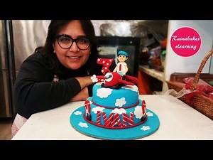 3d fondant Aeroplane or plane cake:homemade bakery Airplane Birthday cake design ideas video recipe