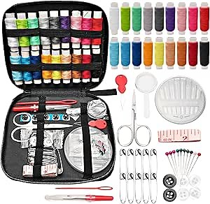 Sewing Kit with Case, DIY Sewing Supplies Sewing Accessories, Protable Needle and Thread Kit, Mini Sewing Kit for Beginner Adults, Including Sewing Thread, Scissors, Measure Tape and More