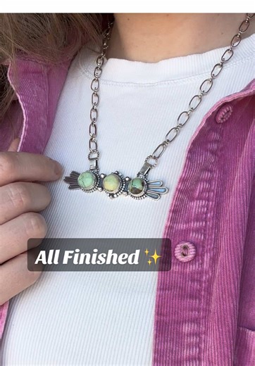 Do you love it orrrr do you love it? 😍Finally finished up this pretty piece & learned quite a few things on this one too! Didn’t have any premade chain so I made my own out of 16g (rolled into half round) & some patterned wire to match the pendant! And again, blackjack turquoise! 🃏✨🤩 Available January 9th • 7pm MST • thecopperqueen.com 🧡 #sterlingsilverjewelry #riojeweler #silversmithing #turquoisejewelry #fyp