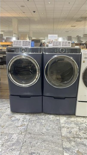 GE General Electric profile front load washer and gas dryer blue