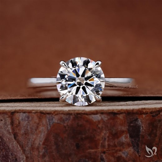 Round Lab Grown Diamond Engagement Ring, F/VS Lab Created Diamond Ring, Diamond Wedding Ring - Etsy