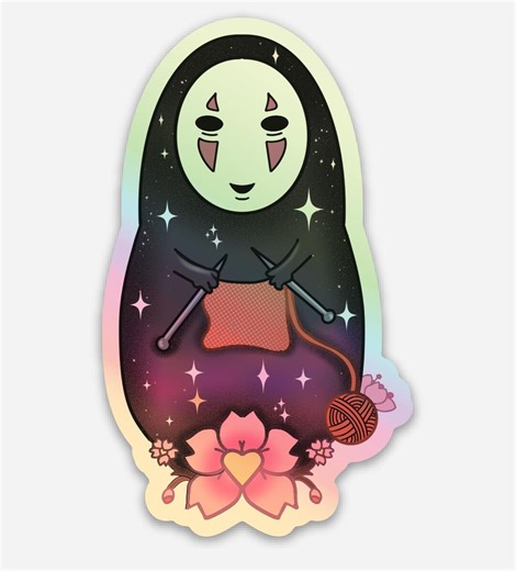 No Face Holographic Sticker - Etsy