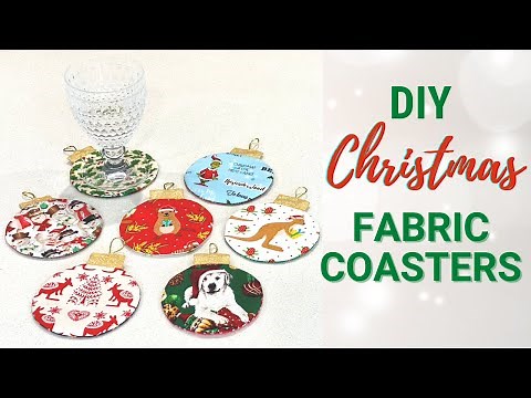 How to Make Christmas Ornament Fabric Coasters - Quick and Easy DIY Gift