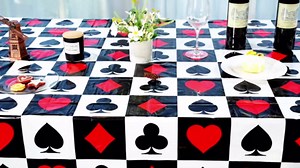 2 PCS Plastic Playing Card Tablecloth Set, Rectangular Disposable Table Cover, Ideal for Outdoor Picnics, Birthdays, Weddings, and Other Themed Parties