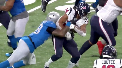 Lions get the ball right back after Collins punches ball from Prosise